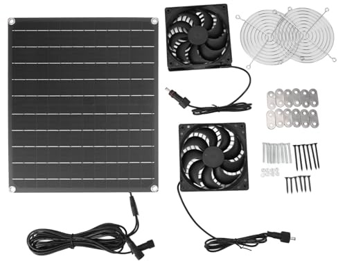 Dispositivo di ventilazione solare da 15 W | Resistente all'umidità IPX7 per pollaio / serra / casa per animali domestici | Kit di circolazione a doppia ventola da 3000 giri/min con pannello