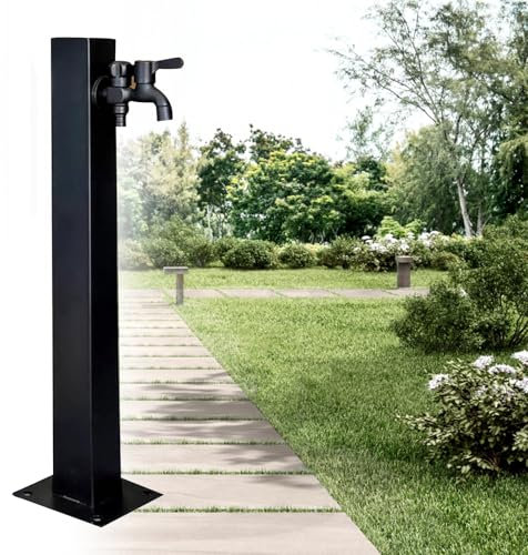 Colonna d'Acqua da Giardino 60 cm Fontanella a Colonna in Acciaio Inox 304 Fontana da Giardino con Rubinetto per l'irrigazione e Il Lavaggio (A)