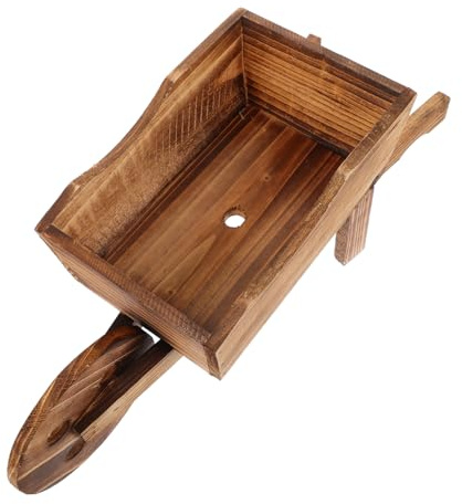HIAKDOFT Carrello Vaso Per Fiori in Legno 46x15,5x19 Cm, Fioriera Ornamentale a Carriola Per Piante Grasse e Cactus, Decorazione Da Giardino e Interni Multifunzionale