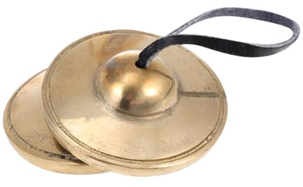 Supvox Messing Glocke Beckenglocke Handgemacht Meditation Yoga Instrument Schlaginstrument Harmonische Töne Religiöser Stil Klein Tragbar Beckenpaar Musikinstrumente Für Zeremonien Übunge