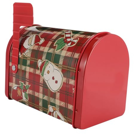 Beatifufu Caja de Lata Creativa para Envolver Dulces y Regalos Caja de Hojalata Navideña Forma de Buzón y Obsequio para Decorar Fiestas de Navidad