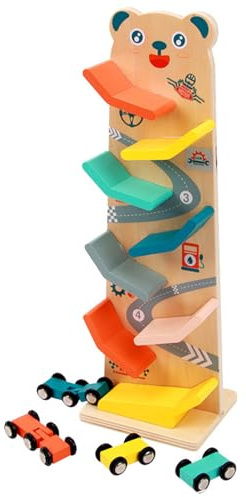 Genérico De con Rampa para Auto: 13.4 4.7 3.54 Pulgadas Fun Bear Glider Rolling Car, De Pista De Carreras para Niños Pequeños con 4 Autos De, Juegos De Vehículos con Ocho Pistas