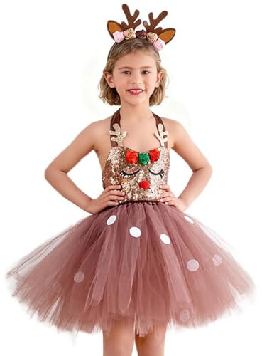 Gungtj Hjortkostym för flickor, jul söt kjol | djur utklädnad kostym kläder, för rollspel firande dans föreställning fotografering scenshow evenemang fest flickor