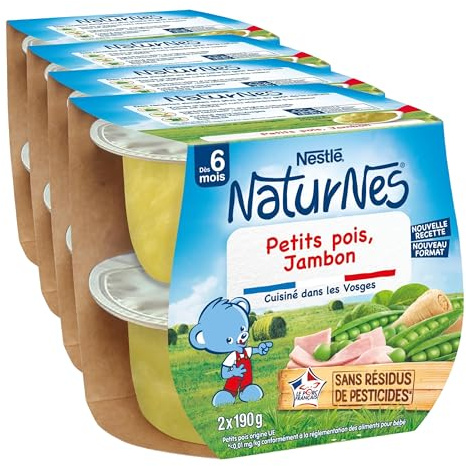 NESTLÉ BÉBÉ - PETITS POIS JAMBON DES 6 MOIS 2x190g (Lot de 4)