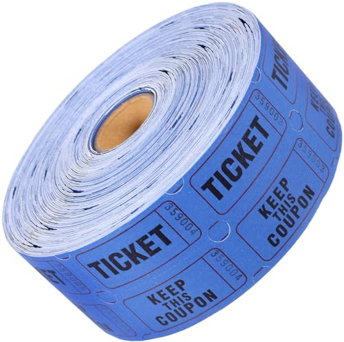 MUCKLILY Tickets de Tombola en Rouleau Bleu 1000 Pcs Billets Papier Universels pour Événements Fêtes Concerts et Loteries Billets de Jeu et Tirage au Sort Faciles à Utiliser