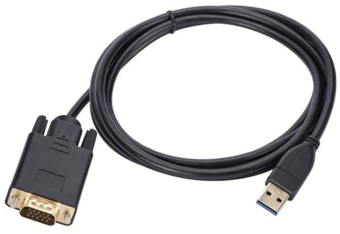 Buhdjfnke Cable USB 3.0 A VGA de 1,8 M (1080P) Conversor USB 3.0 Macho A VGA Macho para Portátil, Proyector de Vídeo Externo UHD.