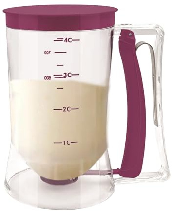 Glleneskt Distributeur de pâte à gâteau, séparateur Manuel de pâte à pâtisserie de 900 ML, Outil de Distribution portatif avec Graduation, ustensile de Cuisine pour gaufres, crêpes et Muffins