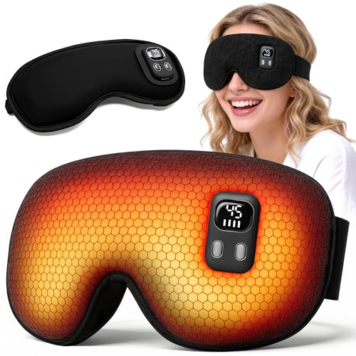 Heated Eye Mask: [Upgrade] Cordless Warm Eye Compress - Rechargeable Moist-Warming Mask Mask with Adjustable Heat & Timer - Electric Heating Eye Mask for Sleep, Travel, Office, Gift Thermal Pillows