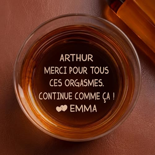 Cadeau Plus Verre À Whisky Gravé Personnalisé - Couple Merci Pour Tout - Verre Vin Personnalisé, Cadeau De Mariage Pour Couple (Modèle #1)