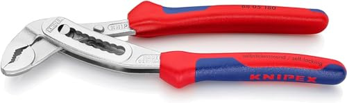 KNIPEX Alligator Wasserpumpenzange verchromt, 88 05 180 | Mit Mehrkomponenten-Hüllen 180 mm