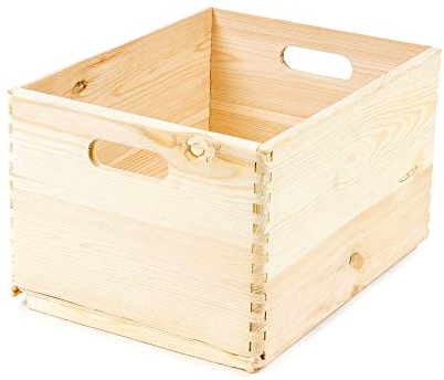 Compactor SKYR - Holzbox NATURE XL 40x30x23 cm - Natürliche Aufbewahrungsbox aus FSC-Kiefernholz - Hergestellt in Polen - Ideal für Wohnzimmer, Schlafzimmer, Deko und Organisation