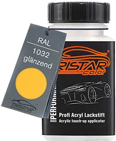 TRISTARcolor RAL 1032 Ginstergelb glänzend Lackstift | Lackfläschchen mit Pinsel, 50 ml, schnelltrocknend