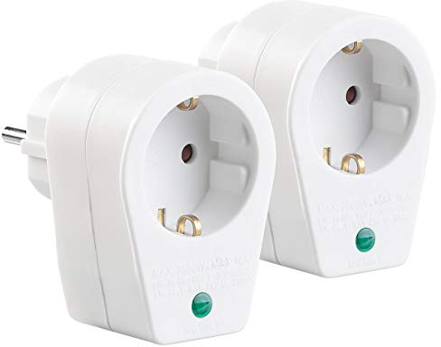 revolt Blitzschutzstecker: 2er-Set Steckdosen-Adapter mit Überspannungsschutz bis 6.000 V (Überspannungsschutzadapter, Netzfilter Steckdose, Steckdosenleiste)