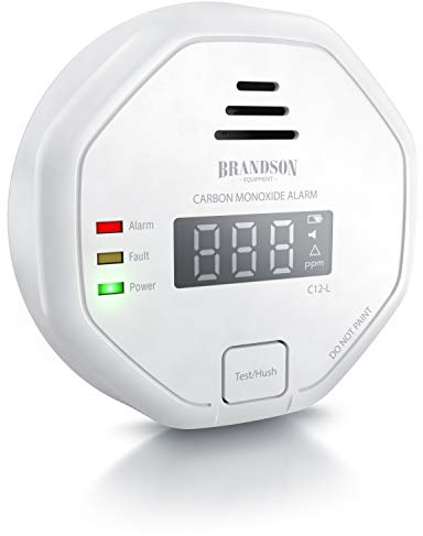 Brandson - Kohlenmonoxid Melder CO Alarm - Kohlenmonoxid Warnmelder - LCD Display – Lauter Alarm 85 dB – Testschalter - nach DIN EN50291 Zertifiziert - batteriebetrieben - Weiß