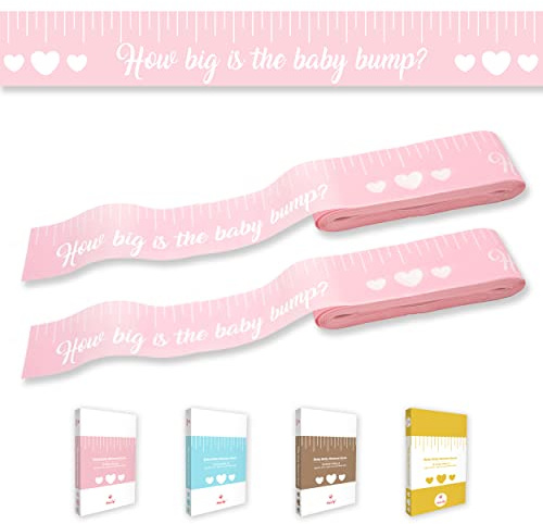 Party Hearty Funny Baby Shower Games for Girl Activities, 2 Rolls, 2 inches x 150 feet, Pink Tummy Measure, Fun & Easy Idea