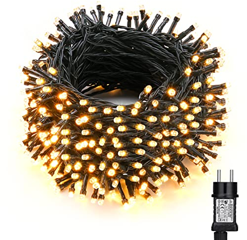 PhilzOps Guirnalda Luces Árbol Navidad, 30M 300 LED Cadena de Luces Exterior Blanco Cálido Impermeable 8 Modos, Decoración Navideña para Interior Fiesta Jardín Balcón Celebracione, Alambre Verde
