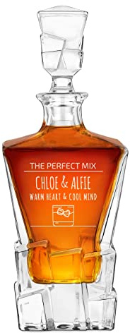 Maverton Personalised Whiskey Decanter for Couples - Elegant Beverage Dispenser with Engraving - Ice Cubes Model - Stylish barware for Wedding - for Whisky connoisseurs - ICE