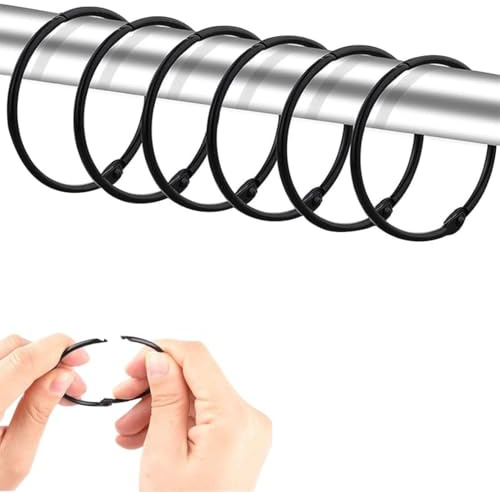 DeryArcle 20 Pzs Anello Tenda Doccia, Metallo Ganci Tende, Tenda da Doccia, Anelli per Bagno per Asta Doccia da Bagno, Finestra Della, Camera da Letto (nero)