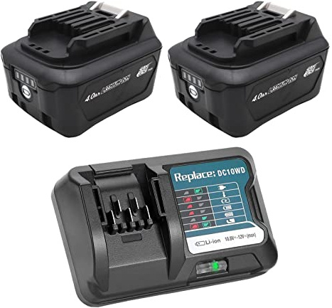 2 Stück BL1041B 4,0Ah 4000mAh Akku mit Ladegerät 10.8V-12V DC10WD DC10SB, Kompatibel für Makita Akku 12V BL1015 BL1041B BL1021B BL1016 HP331DSAP1 MP100DZ JR103DZ DF333DZ TD110D HR140DZ