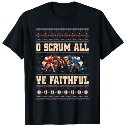 Funny Christmas Rugby Shirt For Men O Scrum All Ye Rugby T-Shirt