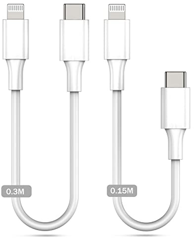 Amoner USB C Lightning Cable 30CM+15CM MFi Certified 2Pack Short iPhone PD Charger Lead Compatible with iPhone 14/13/12/11/XS/XR/X/8/8 Plus/7/6, iPad/Air/mini