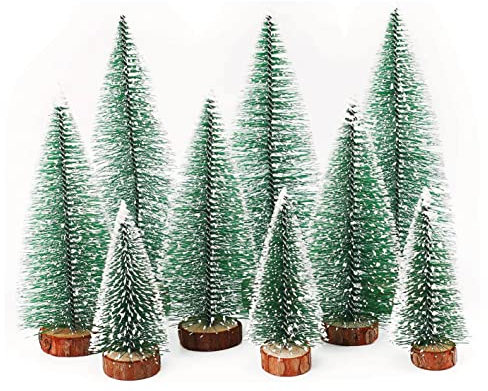 Gesar Mini Alberi di Natale - 9Pcs Albero di Natale Artificiale - Albero di Natale in Miniatura - Alberelli Decorativi per casa - Piccoli Abeti di Natale - Decorazione Della Tavola - Decorare Tavolo
