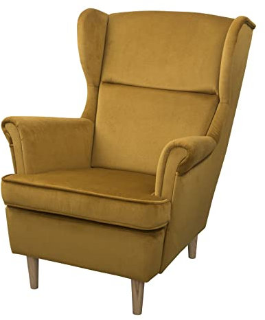 MargaretHadas24 Ohrensessel Teramo III bequemer Sessel Wohnung Relaxsessel (Kronos 01 - gelb)