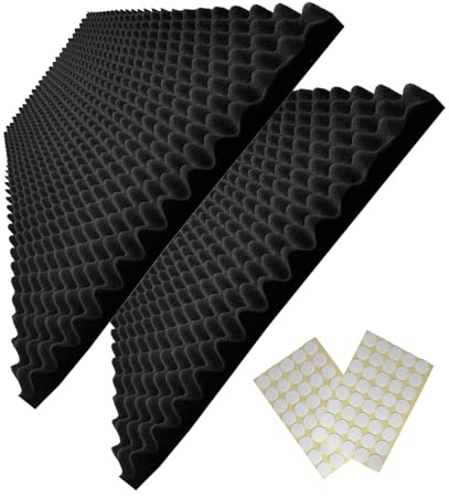 Yaolabjer 2 Stück 121x61x5.1 cm schwarze schalldichte Schaumstoffplatten, Akustikschaum-Eierkiste, Schaumstoffplatte, Geräuschunterdrückung, Schallplatten, geräuschreduzierend für Wände