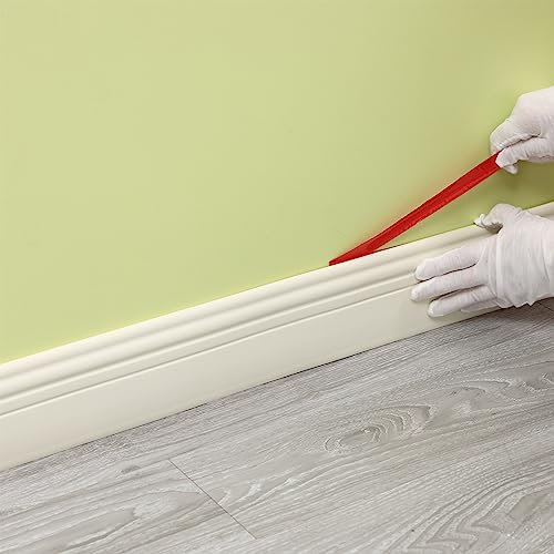 Hardened Peel and Stick Baseboard Trim, Flexible Strip and Caulk for Floor, Chair Rail, Wall Base (3m x 10cm, Beige)