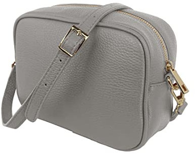 JOPHY & CO. Schultertasche aus echtem Leder mit Fransen und Reißverschluss für Damen, Artikelnummer: 5210, Hellgrau 5275, Medium