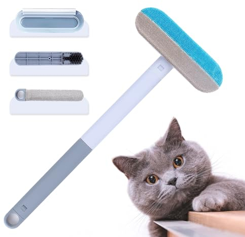 Maisly Tierhaarentferner 4 in 1 Fusselbürsten-Set mit Verlängerungsstab Hunde- und Katzenhaarentferner Wiederverwendbare Fusselbürste statt Fusselrolle für Sofas Teppiche Kratzbäume und Kleidung