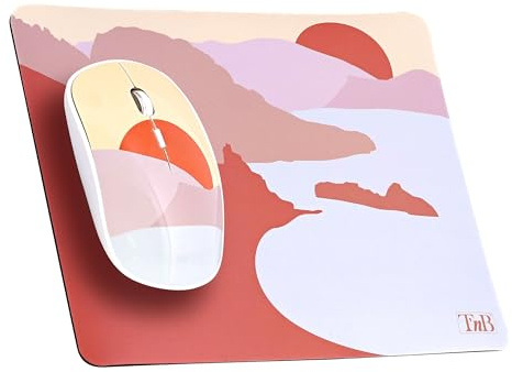 T’NB - Pack Souris sans Fil 2.4 GHz Et Tapis De Souris Design Exclusiv, Récepteur USB-A, Confortable Toucher Doux, Pile Longue Durée avec Mode Veille Automatique - Modèle Coast