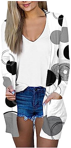 Damen Long Sweatjacke Halloween Schwarze Strickjacke Damen Damen Herbst Open Front Cardigan Mit Taschen Strickjacken Für Damen Sommer Leichte Jacke Damen Sommer Häkeltop Casual Top（2-Black,5XL）