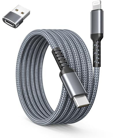 Basesailor USB C auf Lightning Ladekabel 1M mit USB A Adapter für iPad 8 9 | Lang Fast Kable,Typ C Netzteil PD Schnellladekabel für iPhone 14 13 12 11 Xs Xr Mini Pro Max SE Plus,A/PPLE IOS Airpods 3