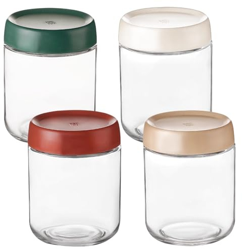 Eidoct 4-Pack 15.8oz Overnight Oats Jar Glass Jar with Lid Breakfast Pots | Overnight Oats Container, Yogurt Jars, Leakproof Oatmeal Salad Jars, for Breakfast Cereal Milk Fruit, 4 Colors