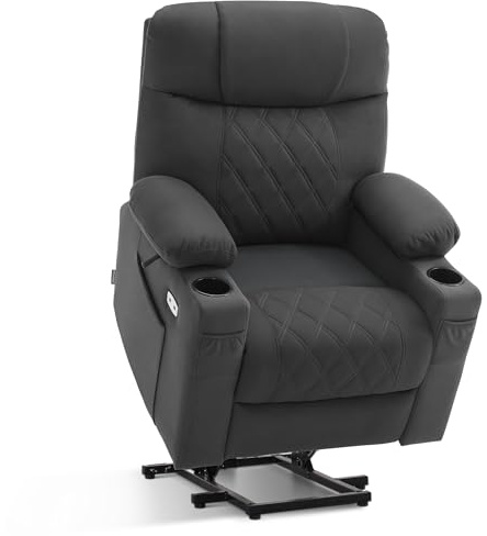 M MCombo Fauteuil TV électrique avec aide à se lever avec 2 moteurs, dossier et repose-pieds réglables séparément, fauteuil de relaxation avec fonction allongée, électrique 7501 (tissu en microfibre,