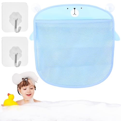 MKVZIYE Bath Rete Giocattolo,Rete Giocattolo per Vasca,Organizzatore Giocattoli Bagno Borsa Sacca Rete Portaoggetti da Appendere Immagazzinaggio del Giocattolo del Bagno,Blu