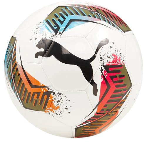 PUMA Ballon de Football Unisexe Futsal 3 Points Machine, 4, Blanc-Grenat, Rose, Turquoise poudré
