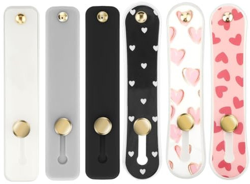 6 Pcs ELESCOOPICO Silicone Phone Loop Straps - Grip Holders for All Smartphones (Multicolor)