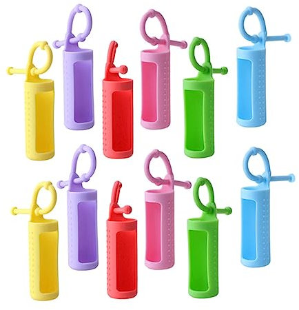 Baluue 12pezzi Custodia in Silicone Flessibile Per Bottiglia Con Applicatore a Sfera Di Olio Essenziale Accessorio Per Bottiglie Di Olio Protezione Per Uso Domestico e Viaggio