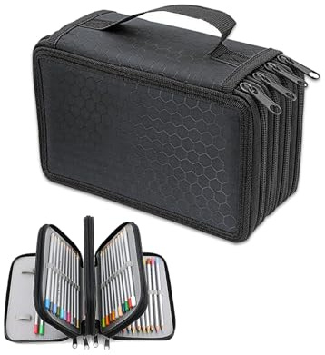 Wjelet 72 Slots Federmappe Große Kapazität, Portable Federmäppchen Groß, Bleistift-Beutel mit Tragegriff, Stationäre Fall Farbige Bleistifte Halter, Mäppchen Teenager für Studenten, Arbeit, Office