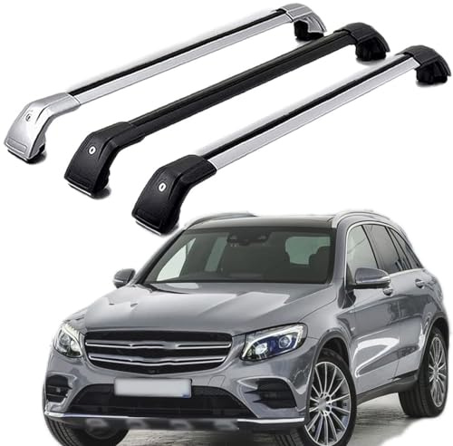 LECREA DachträGer RelingträGer für GLC SUV X253 250 300 2015-2023, Dachgepäckträger Aluminium AbschließBar mit Geschlossene Dachreling A Paar,Black-1 Pair