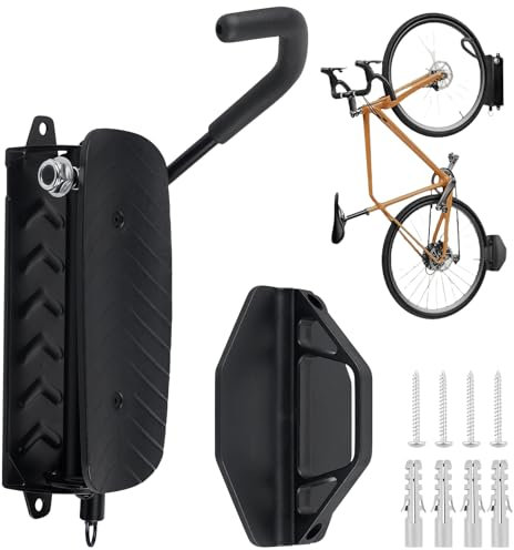 monTEK Schwenkbare Fahrrad Wandhalterung mit Schutzblech, Vertikaler Fahrradständer für die Garage, Fahrradhalterung wand, Fahrrad Aufhängung Boden, Wandhalterung Fahrrad, Schwarz