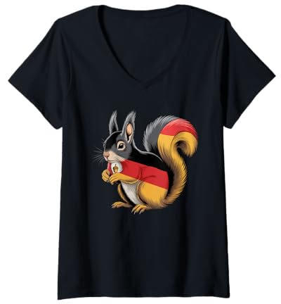 Damen Handball Deutschland Trikot Handballspieler Handballspiel T-Shirt mit V-Ausschnitt