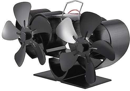 Wood Stove Fan, Stove Buddy Thermoelectric Technology Double Head Fireplace Fan， Heat Powered Stove Fan Stove Fan Camping Outdoor or Indoor Use