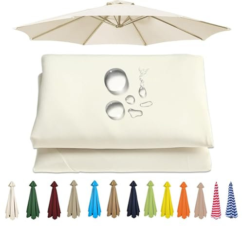 UWOBTN Copertura di Ricambio per Ombrellone Impermeabile Telo di Ricambio per Patio Terrazzo Giardino 2/2,3/2,5/2,7/3,0/3,5M 6 Stecche/8 Stecche Tettoia di Ricambio(B2,6ribs 300cm/9.8ft)