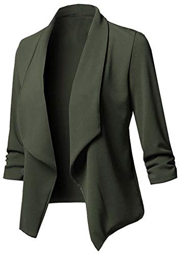 Blazer Donna Corto, Giacca Blazer Oversize Giacca da Abito Blazer Leggero E Sottile Elegante Manica 3/4 a Aperto Casual Scollo Risvolto Classico Cerimonia Tailleur Pantalone E Giacca Corta