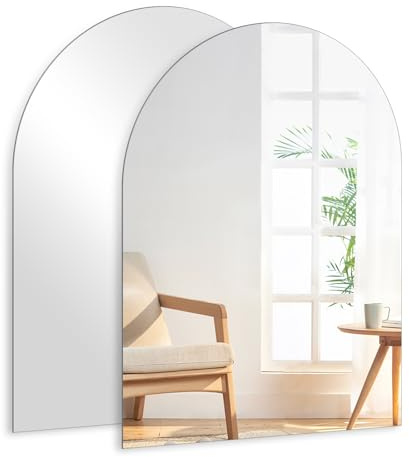 TSKDKIT 2 PCS HD Bogen Wandspiegel Selbstklebender Glasspiegel 40x30cm Dekorative Wandspiegel Rahmenlos Halbkreisförmig Spiegel Groß für Gäste WC, Badzimmer, Ankleidezimmer, Wohnzimmer, Schlafzimmer