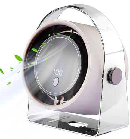 Table Fans - Leafless Air Circulation Fan, Portable Battery Operated Desk Fan with Air Circulation | Leafless Air Cooler for Kitchen, Bedroom, Bathroom, Camp