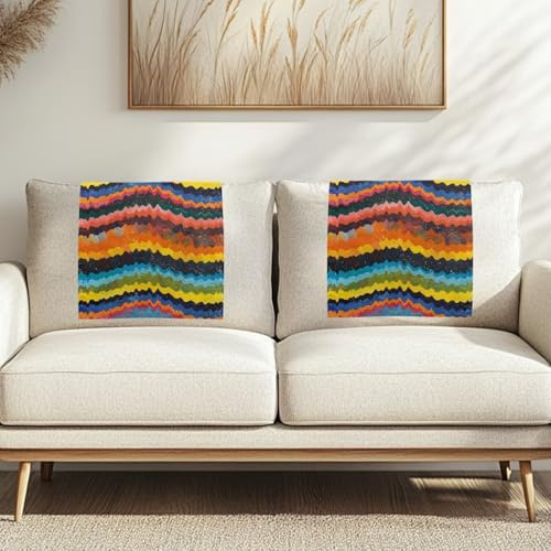 Fishisbird Kopfstützenschutz für Sessel mit Ölgemälde-Riffel-Design, 67 x 42 cm, ideal für Zuhause und Hotel, Möbelschutz, 2 Stück